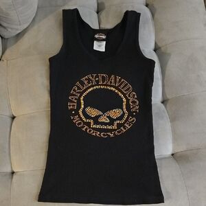 Harley-Davidson Black Tank Top with Gold Accents